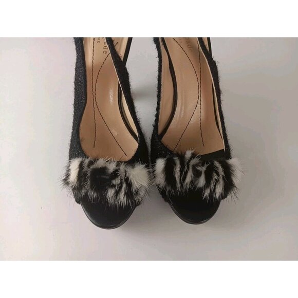 Kate Spade Womens Slingback Open Toe High Block Heels Leather Black Size 7 B - Picture 3 of 10